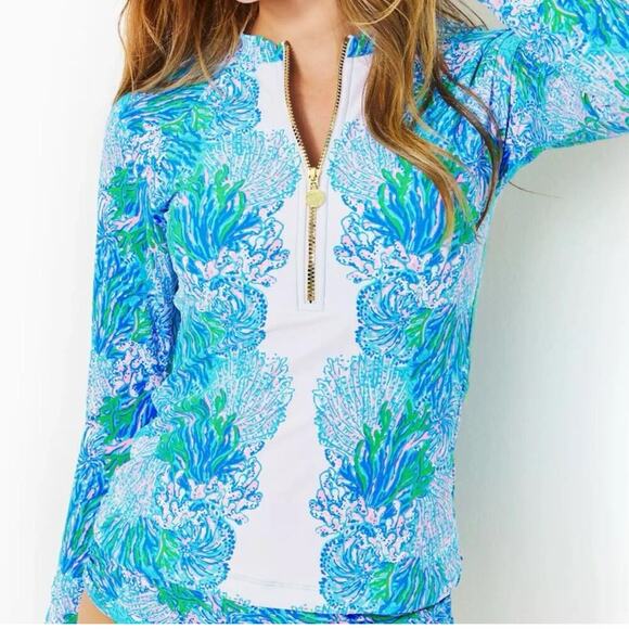 Lilly Pulitzer Women's Standard Nayte Rashguard Top Multicolor Size 4 NWT - Picture 2 of 13